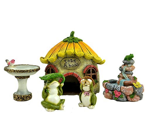 Midwest Design Imports 56190 Touch of Nature Toad Fairy Garden Kit, Set of 5