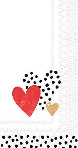 Boston International IHR Guest Towel Buffet Paper Napkins, 8.5 x 4.5-Inches, Love You Gold/Red