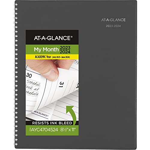 ACCO (School) AT-A-GLANCE 2023-2024 Planner, Monthly Academic, 8-1/2" x 11", Large, DayMinder, Charcoal (AYC47045)