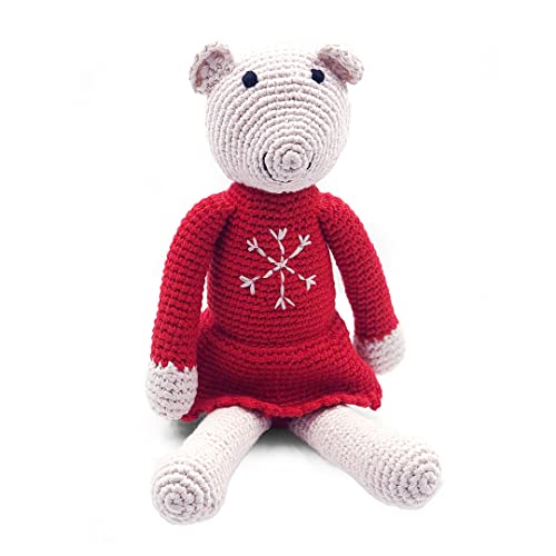Pebble | Handmade Festive Rattle - Christmas Mouse | Crochet | Fair Trade | Pretend | Imaginative Play | Machine Washable