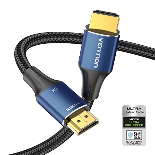 8K HDMI Cable 2.1 6.6FT/2M 48Gbps, VENTION Ultra High Speed Braided HDMI Cord 4K@120Hz 8K@60Hz eARC HDR 10 HDCP 2.2&2.3 Compatible with Monitor Xbox PS4/5 HDTV Blu-ray