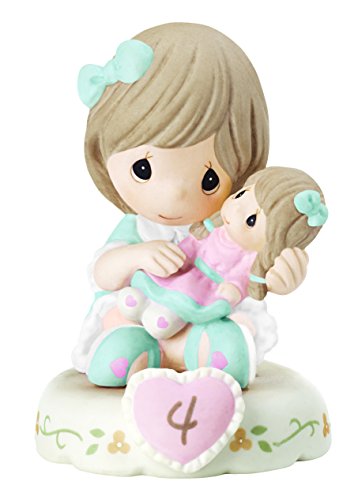 Precious Moments 152010B Growing In Grace, Age 4 Girl Bisque Porcelain Figurine Brunette