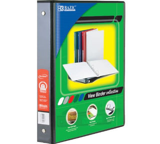 BAZIC 1.5" Black 3-Ring View Binder w/ 2-Pockets