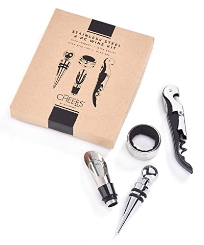 Giftcraft 094658 Wine Set, 5.1-inch Length, Stainless Steel and Silicone