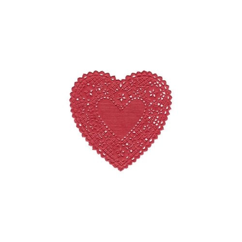 Hygloss Products Heart Doilies - 3.5 Inch Red Foil Doily For Crafts, Table Settings Made In USA, 12 Pack