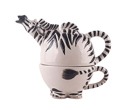 Blue Sky Clayworks Clayworks 8.5"X5.5"X6.75" Zebra Tea for One