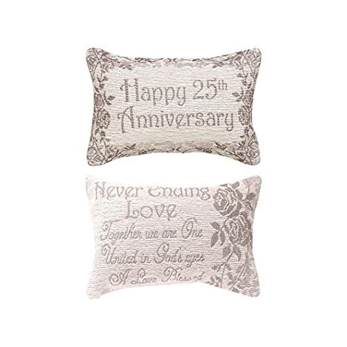 Manual Woodworkers & Weavers Word Throw Pillow, 25th Wedding Anniversary, 12.5 x 8.5