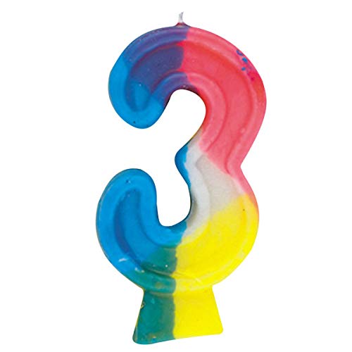 Rainbow Number 3 Birthday Candle, 1 Ct.