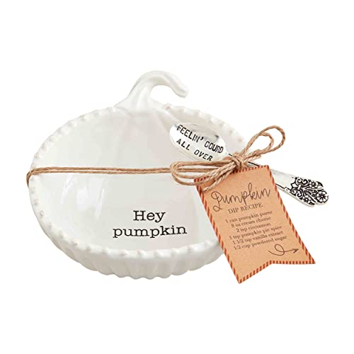 Mud Pie Thanksgiving Tidbit Set, bowl 4 3/4" x 4 1/2" | utensil 3 1/2", Pumpkin