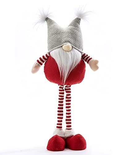 Giftcraft 682593 Christmas Standing Gnome, 22.83 inch, Polyester, Stone, Medium Density Fiberboard, Bamboo, Metal