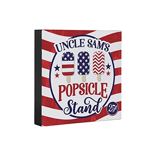 Carson Home Patriotic Collection Square Sitter, 6-inch Square (Popsicle Stand)