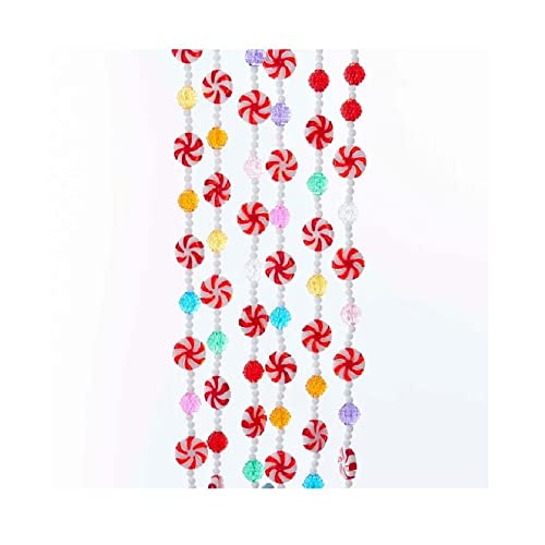 Kurt Adler MULTI-COLOR CANDY WITH RED AND WHITE PEPPERMINT ROUNDS GARLAND