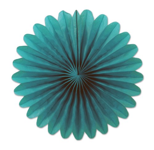 Beistle 6-Inch 6-Pack Tissue Fans, Mini, turquoise (54137-T)
