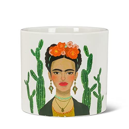 Abbott Collection  27-Mexico-LG Large Lady & Cactus Planter, White