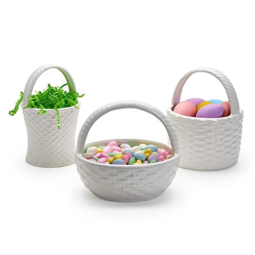 Two's Company Set of 3 Basket Weave Pattern Baskets with Handle
