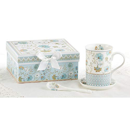 Delton Porcelain Mug-Porcelain Coaster-SPN Set, Blue Romance