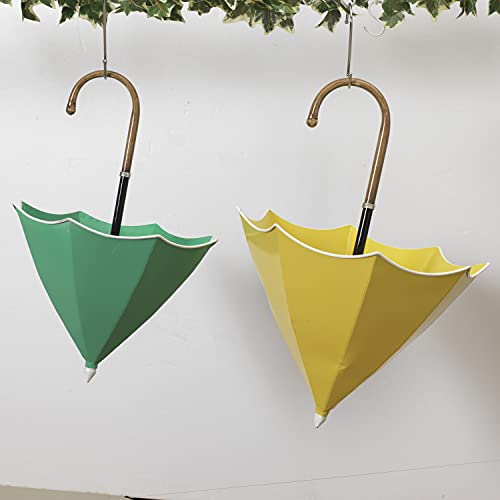 Gerson International 2631590 Metal Hanging Umbrella Planters, 19-inch Height, Set of 2