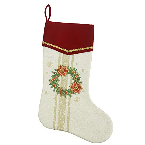 Comfy Hour Winter Holiday Home Collection 18"x11" Christmas Wreath Snowflake Stocking, Polyester