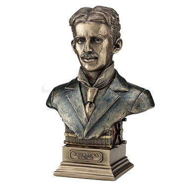 Unicorn Studios WU76914A4 Nikola Tesla Statue on Induction Motor Plinth - Bronze