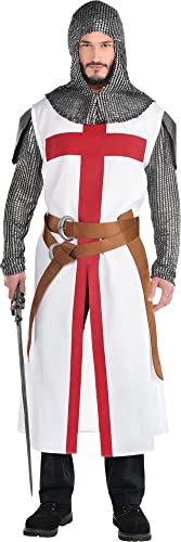 Amscan Party City Crusader Warrior Halloween Costume for Adults, Standard Size, Includes Cowl, Tunic and Belt