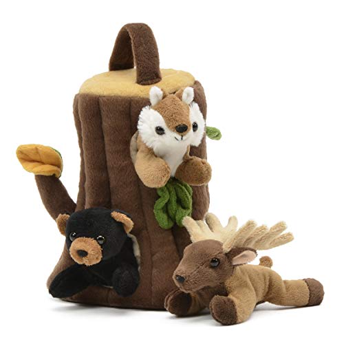 Unipak 9" Tree House with Three Finger Puppets: Black Bear, Chipmunk, and Elk
