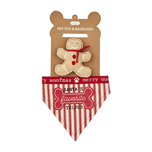 Mud Pie Santa's Favorite Dog Bandana And Toy Set, 18-inch