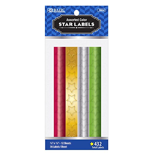 BAZIC Assorted Color Foil Star Label (432/Pack)
