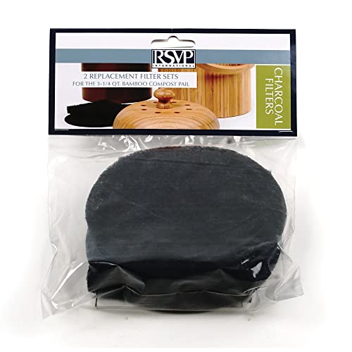 RSVP International Bamboo Compost Pail Charcoal Filters, 2