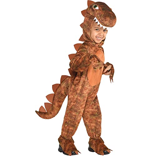 T-Rex Jumpsuit Halloween Costume for Kids, Small, with Attached Hood, by Amscan