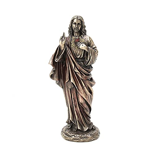 Veronese Design 8 1/4" Tall Sacred Heart of Jesus Cold Cast Bronzed Resin Statue Religious Sculpture Home Decor Gift