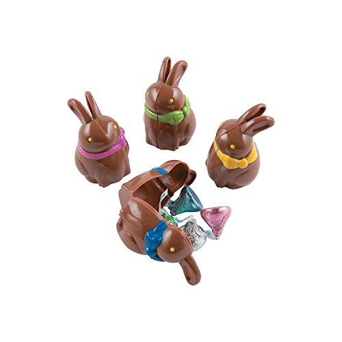 Fun Express Chocolate Bunny Shaped Easter Eggs - Set of 12 - Easter Hunt Party Supplies