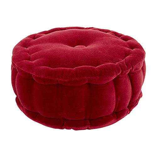 Mud Pie Cotton Round Pillow,  4" x 12" dia, Red