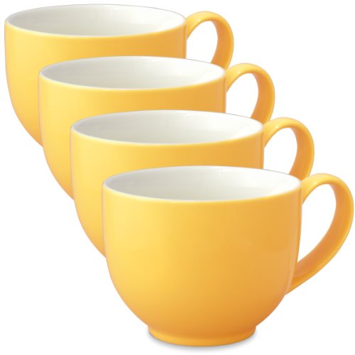 FORLIFE Q Tea Cup with Handle (Set of 4), 10 oz, Mandarin