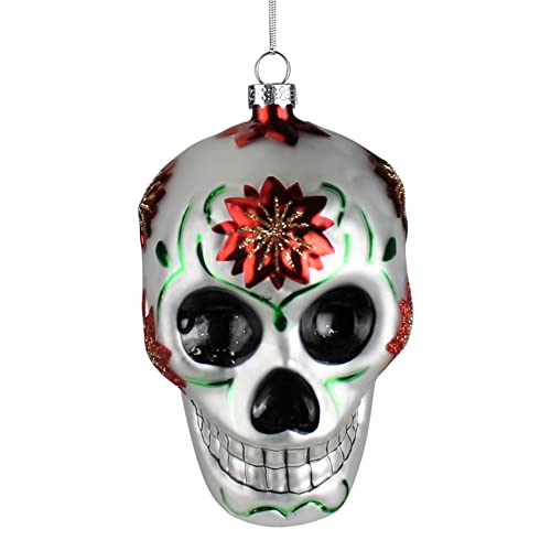 Homart 1501-0 Sugar Skull Ornament, 45-inch Height, Glass