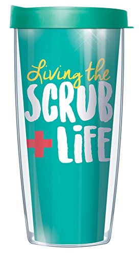 Freeheart Living the Scrub Life 16oz Mug Tumbler Cup with Teal Lid