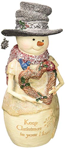 Pavilion Gift Company 81155 7" Snowman Holding Heart, 7 Inch, Beige