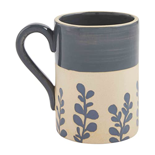 Mud Pie Pinehill Mug, Blue Top, 4.5-inch Tall