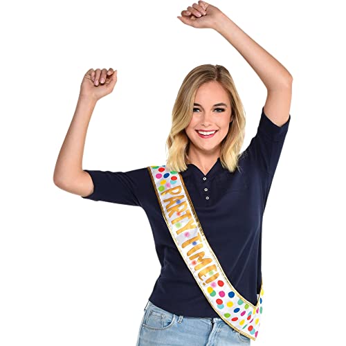 Amscan Rainbow Dots"Party Time" Sash | Light-Up | 1 Pc