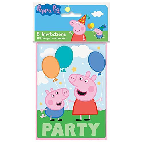 Unique Industries Unique 30382060 Peppa Pig Birthday Party Invitations - 8 Count