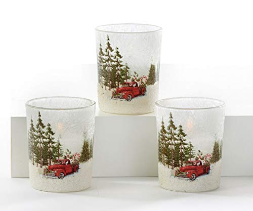 Giftcraft 664824 Candle Holders with Decal, Set of 3, Glass