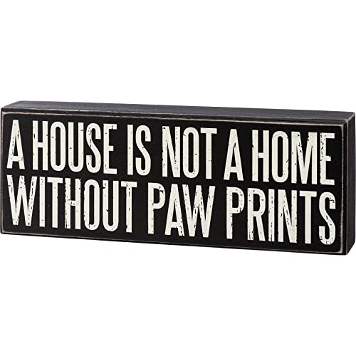 Primitives By Kathy 113299 Not a Home Without Paw Prints Box Sign, 10-inch Length