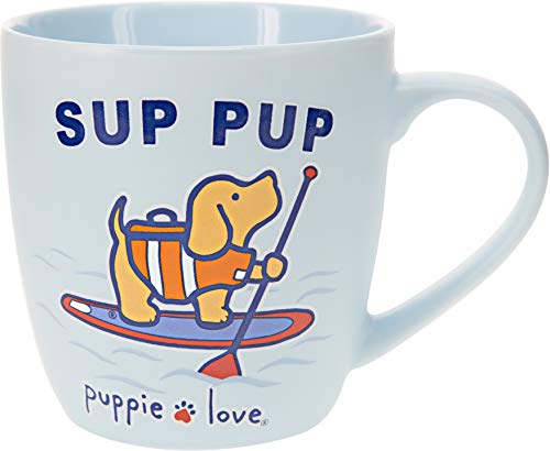 Pavilion Gift Company Sup Pup Puppie Love-17oz Bone China Coffee Cup Mug, 17oz, Blue