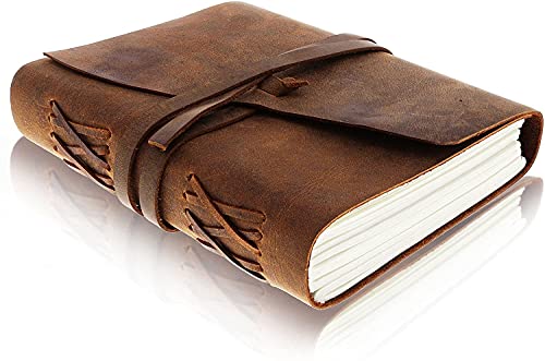 TUZECH Leather Journal Large Writing Notebook - Handmade Leather Bound Journal For Women and Men Gift For Art Sketchbook, Travel Diary And Notebooks To Write In 8 by 6 Inches (Brown)