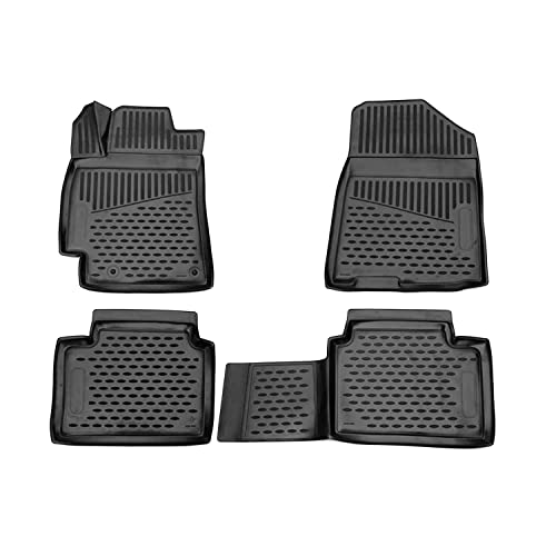 OMAC USA Floor Mats Fits Kia Forte 2019-2022 Black | Front & 2nd Row Seat 3D Liner Set | All Weather Costum Fit Heavy Duty | Car SUV Automotive Accessories