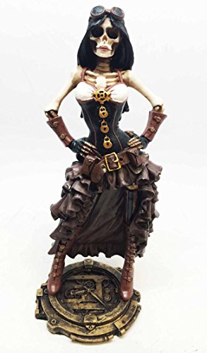 Pacific Trading STEAMPUNK LADY OFFICER SKELETON SCULPTURE INVESTIGATING CRIME SCENE FIGURINE