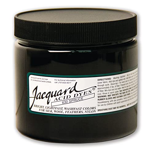 Jacquard Acid Dye for Wool, Silk and Other Protein Fibers, 8 Ounce Jar, Concentrated Powder, Spruce 630