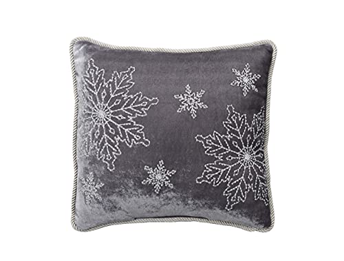 Comfy Hour Let It Snow Collection14"x14" Winter Christmas Snowflake Accent Pillow Throw Pillow Seasonal Cushion, Dark Gray, Polyester