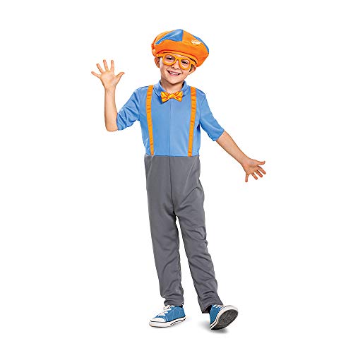 Disguise Blippi Costume for Kids, Official Blippi Jumpsuit Outfit with Hat and Bowtie, Classic Toddler Size Large (4-6)