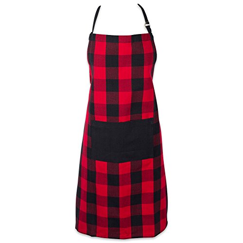 DII Design Buffalo Check Kitchen Collection, Classic Farmhouse Chef Apron, One Size, Red & Black