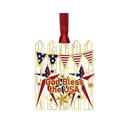 Beacon Design 62629 God Bless The USA, Americana Picket Fence Hanging Ornament